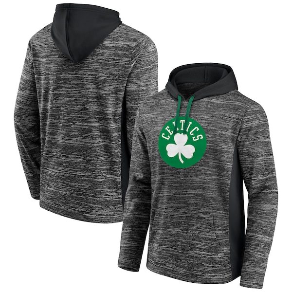 Boston Celtics Fanatics Branded Instant Replay Colorblocked Pullover Hoodie - Heathered Charcoal/Black