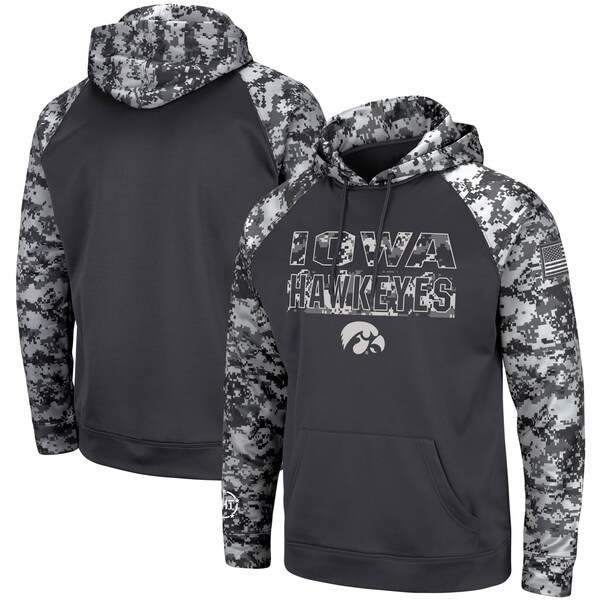 Iowa Hawkeyes Colosseum OHT Military Appreciation Digital Camo Pullover Hoodie - Charcoal