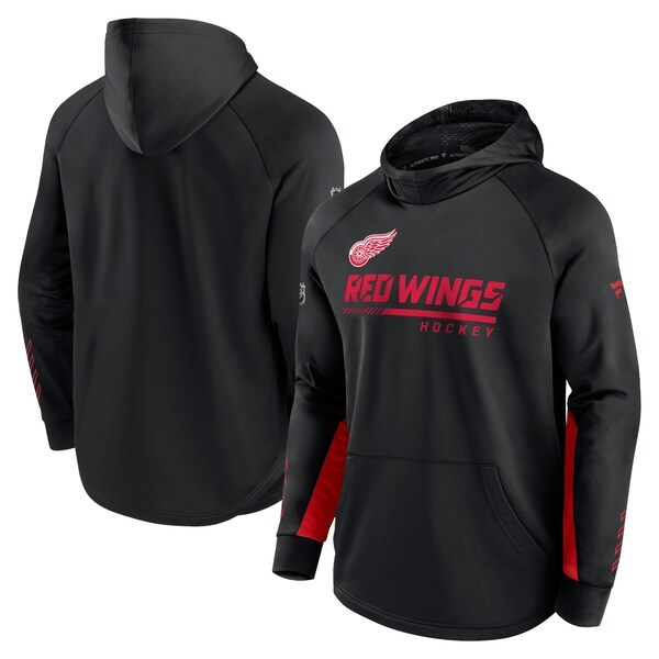 Detroit Red Wings Fanatics Branded Authentic Pro Locker Room Raglan Pullover Hoodie - Black