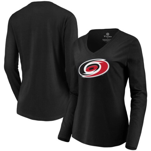 Carolina Hurricanes Fanatics Branded Women's Primary Logo Long Sleeve V-Neck T-Shirt - Black