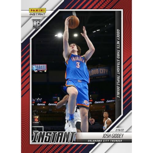 Josh Giddey Oklahoma City Thunder Fanatics Exclusive Parallel Panini Instant Giddey Nets Third Straight Triple-Double Single Rookie Trading Card - Limited Edition of 99
