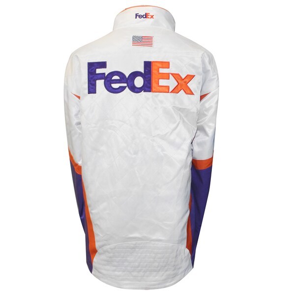Denny Hamlin FedEx Full-Snap Pit Jacket - White