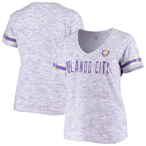 Orlando City SC 5th & Ocean by New Era Women's Plus Size Logo Space Dye V-Neck T-Shirt - Purple
