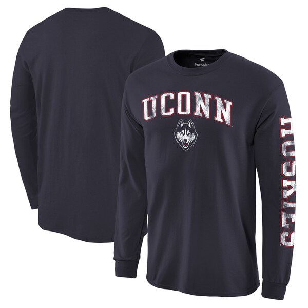 UConn Huskies Fanatics Branded Distressed Arch Over Logo Long Sleeve Hit T-Shirt - Navy