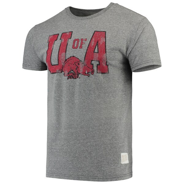 Arkansas Razorbacks Original Retro Brand Vintage Logo Tri-Blend T-Shirt - Heathered Gray