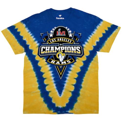 Los Angeles Rams Fanatics Branded Super Bowl LVI Champions V-Dye T-Shirt - Blue