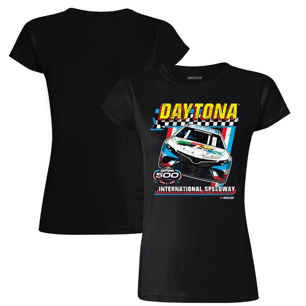 2022 Daytona 500 Checkered Flag Women's Retro 1-Spot T-Shirt - Black