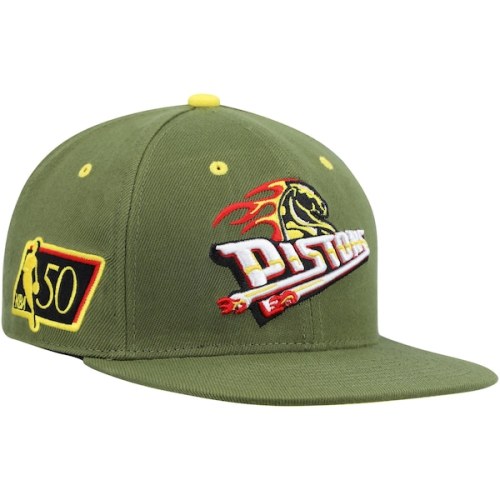 Detroit Pistons Mitchell & Ness x Lids 50th Anniversary Hardwood Classics Dusty Fitted Hat - Olive