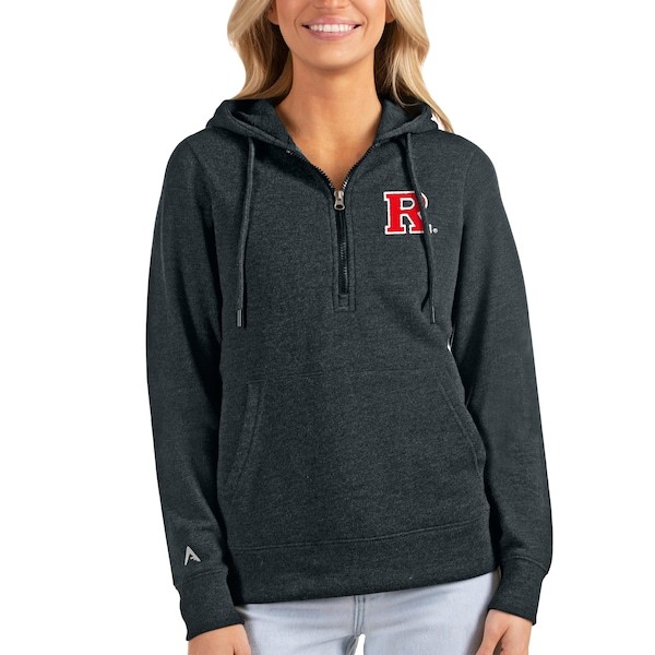 Rutgers Scarlet Knights Antigua Women's Action Half-Zip Pullover Hoodie - Heathered Charcoal