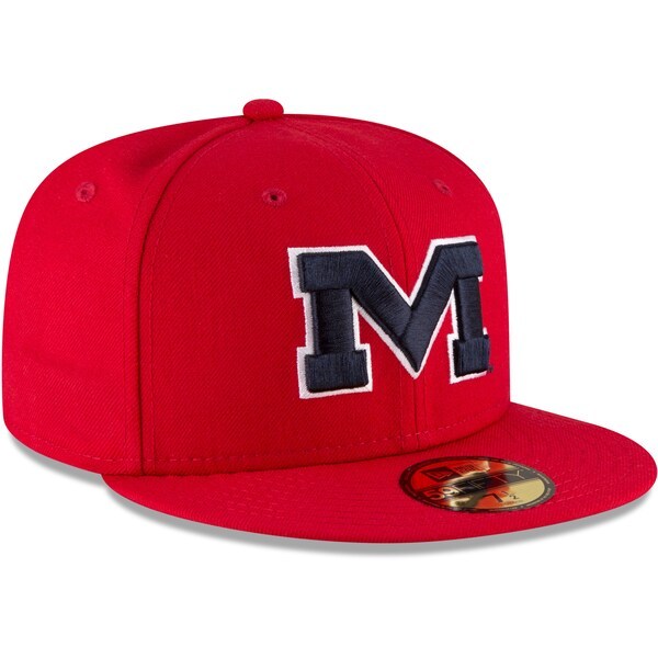 Ole Miss Rebels New Era Logo Basic 59FIFTY Fitted Hat - Red