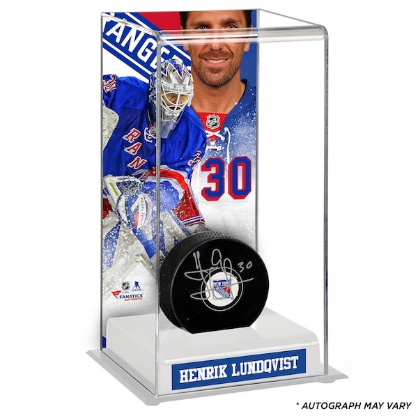 Henrik Lundqvist New York Rangers Steiner Sports Autographed Puck with Deluxe Tall Hockey Puck Case