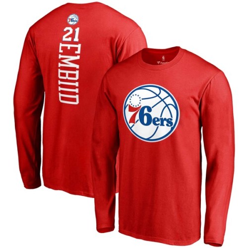 Joel Embiid Philadelphia 76ers Fanatics Branded Backer Name & Number Long Sleeve T-Shirt - Red