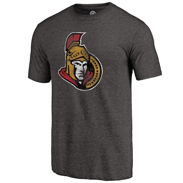 Ottawa Senators Distressed Team Primary Logo Tri-Blend T-Shirt - Black