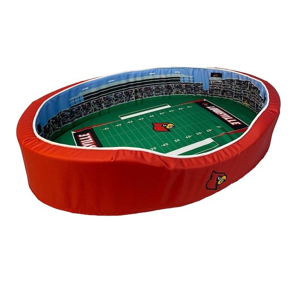 Louisville Cardinals 38'' x 25'' x 8'' Large Stadium Oval Dog Bed - Red/Black