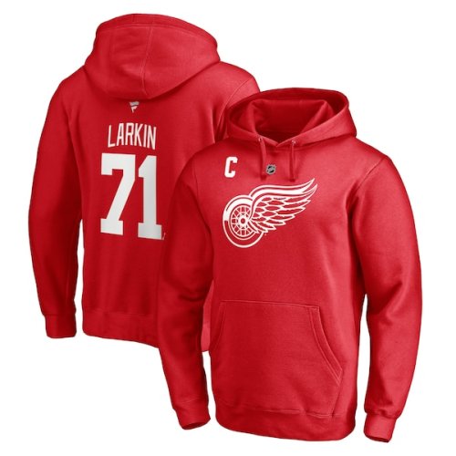 Dylan Larkin Detroit Red Wings Fanatics Branded Captain Patch Authentic Stack Name & Number Pullover Hoodie - Red