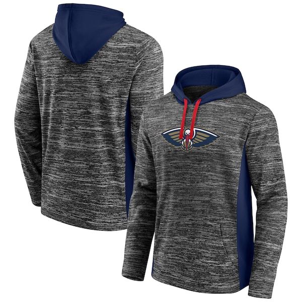 New Orleans Pelicans Fanatics Branded Instant Replay Colorblocked Pullover Hoodie - Heathered Charcoal/Navy