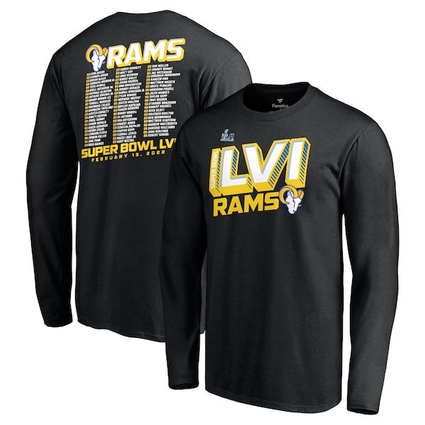 Los Angeles Rams Fanatics Branded Super Bowl LVI Bound Tilted Roster Long Sleeve T-Shirt - Black