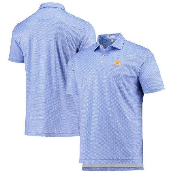 2022 Presidents Cup Peter Millar Harlow Performance Jersey Polo - Light Blue
