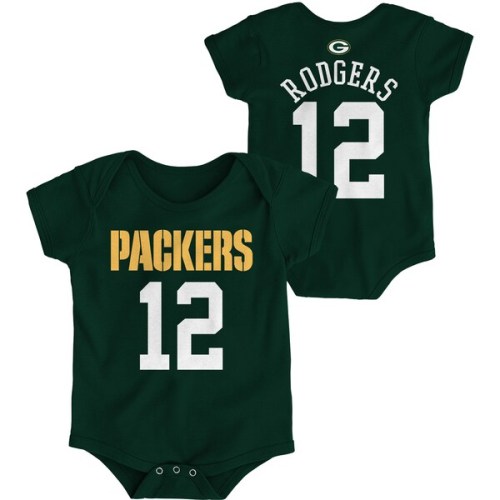 Aaron Rodgers Green Bay Packers Infant Mainliner Name and Number Bodysuit - Green