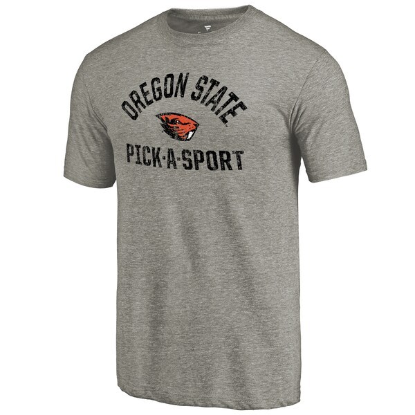 Oregon State Beavers Fanatics Branded Distressed Pick-A-Sport Tri-Blend T-Shirt - Heathered Gray