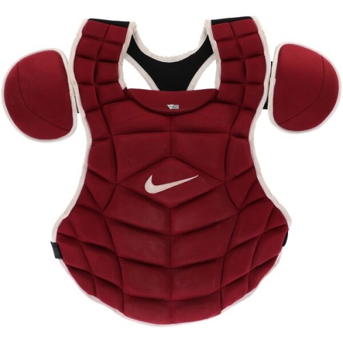 J.T. Realmuto Philadelphia Phillies Fanatics Authentic Game-Used Burgundy Chest Protector from the 2021 MLB Season