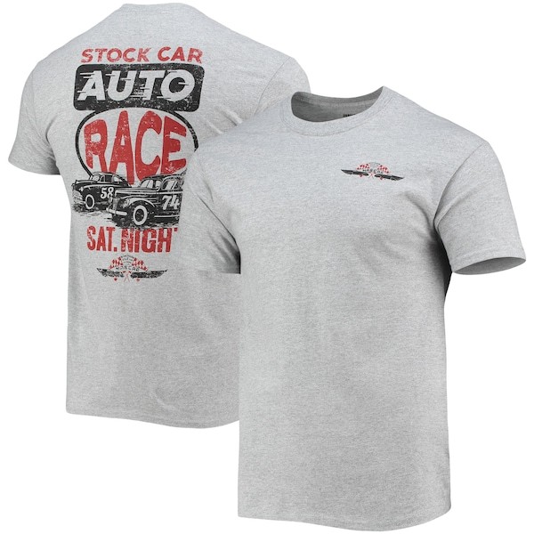 NASCAR Checkered Flag Retro Stock Car Auto Race 2-Spot T-Shirt - Heathered Gray