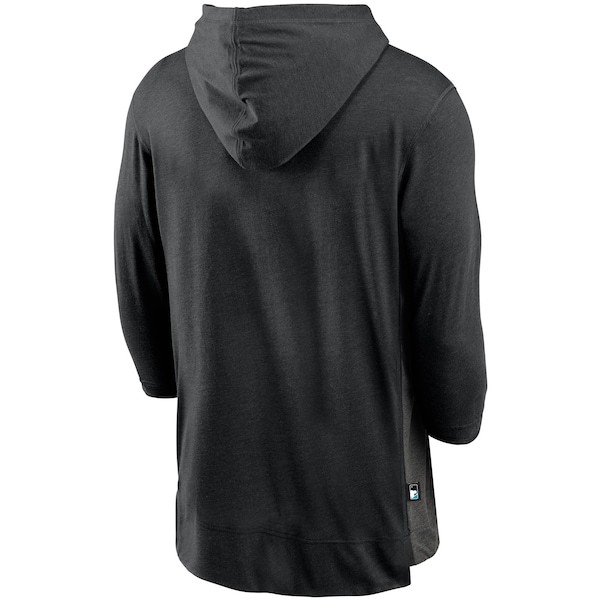 Miami Marlins Nike Authentic Collection 3/4-Sleeve Flux Performance Pullover Hoodie - Black