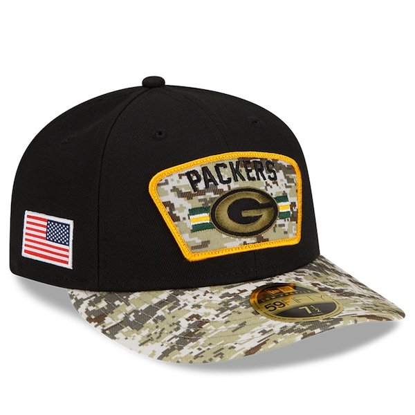 Green Bay Packers New Era 2021 Salute To Service Low Profile 59FIFTY Fitted Hat - Black/Camo