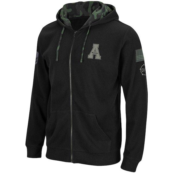 Appalachian State Mountaineers Colosseum OHT Military Appreciation Waffle Full-Zip Hoodie - Black
