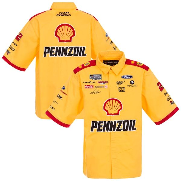 Joey Logano JH Design Shell/Pennzoil Official Pit Shirt - Yellow