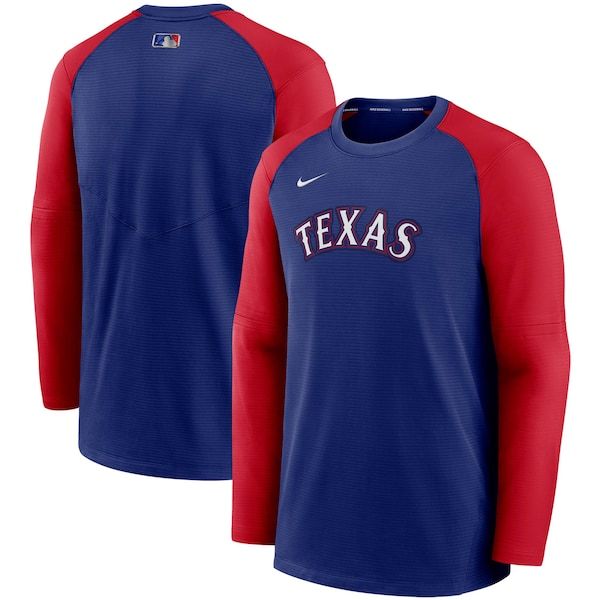 Texas Rangers Nike Authentic Collection Pregame Performance Pullover Sweatshirt - Royal/Red