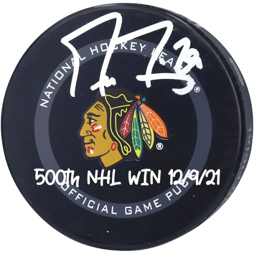 Marc-Andre Fleury Chicago Blackhawks Fanatics Authentic Autographed Official Game Puck with "500th NHL Win 12/9/21" Inscription