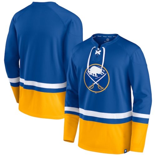 Buffalo Sabres Fanatics Branded Super Mission Slapshot Lace-Up Pullover Sweatshirt - Royal/Gold