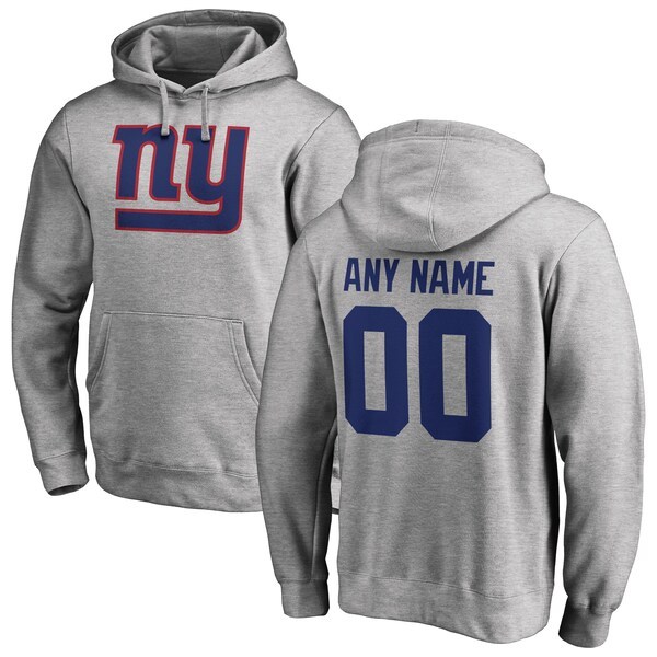 New York Giants Fanatics Branded Personalized Icon Name & Number Pullover Hoodie - Heather Gray