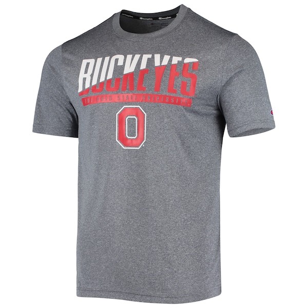 Ohio State Buckeyes Champion Wordmark Slash T-Shirt - Gray