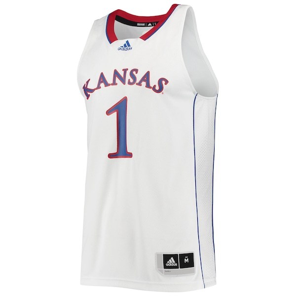#1 Kansas Jayhawks adidas Swingman Basketball Jersey - White