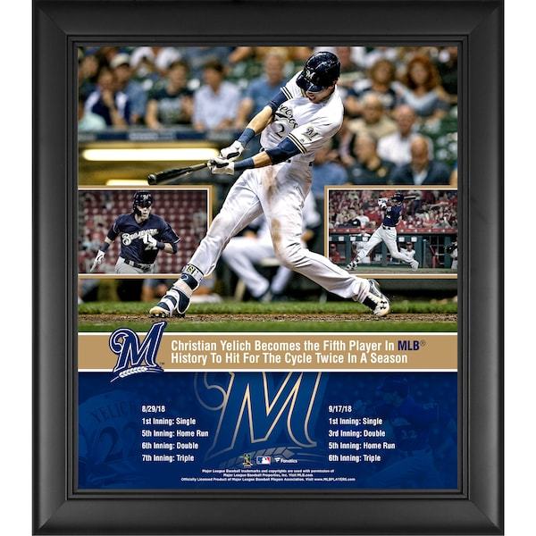 Christian Yelich Milwaukee Brewers Fanatics Authentic Framed 15" x 17" Fifth Player with Two Cycles in One Season Collage
