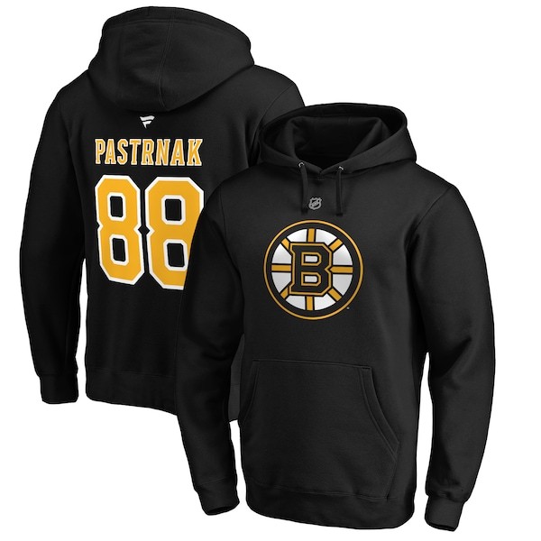 David Pastrnak Boston Bruins Fanatics Branded Authentic Stack Name & Number Pullover Hoodie - Black