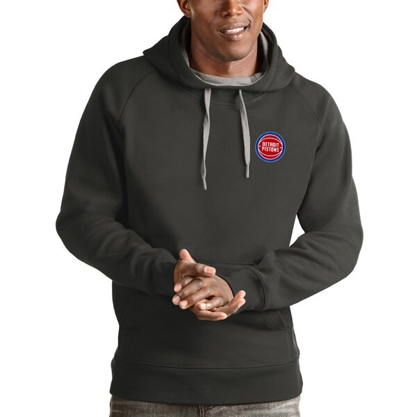 Detroit Pistons Antigua Victory Pullover Hoodie - Charcoal