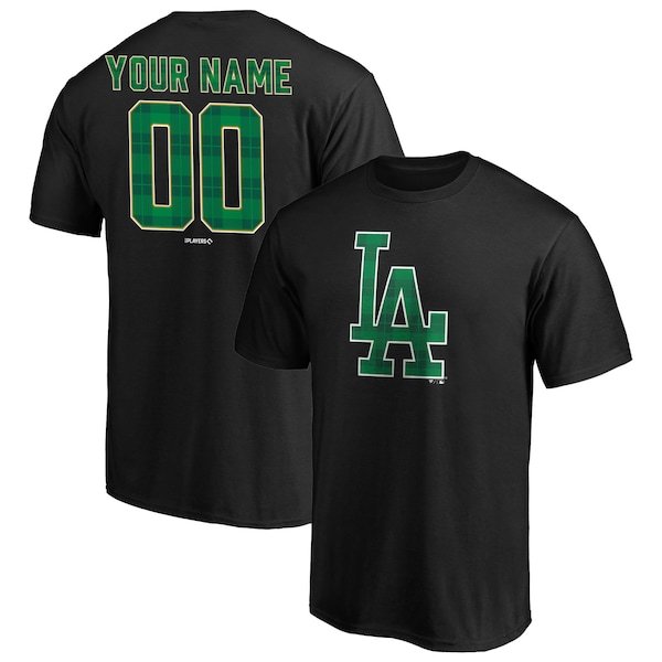 Los Angeles Dodgers Fanatics Branded Emerald Plaid Personalized Name & Number T-Shirt - Black