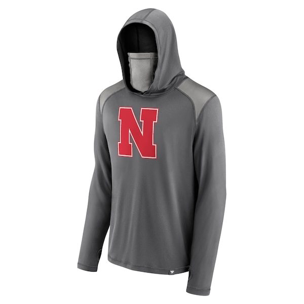 Nebraska Huskers Fanatics Branded Rally On Transitional Pullover Hoodie with Face Covering - Gray