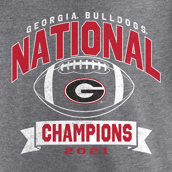 Georgia Bulldogs Fanatics Branded Women's College Football Playoff 2021 National Champions Reverse Vintage V-Neck T-Shirt - Heathered Gray