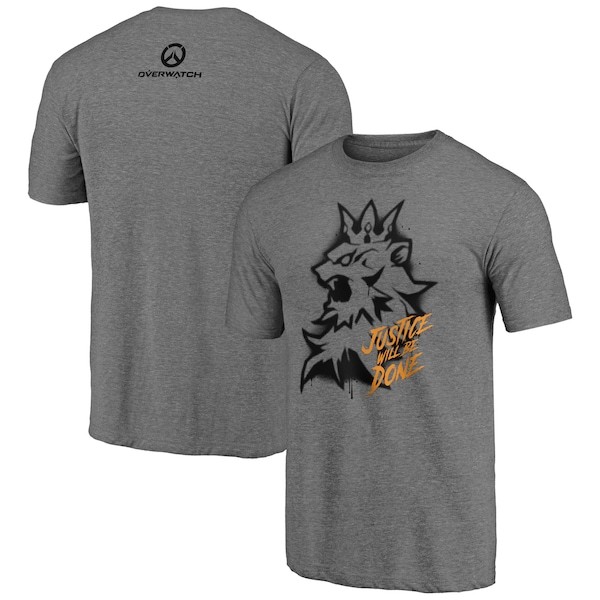 Reinhardt Overwatch Fanatics Branded Justice Will Be Done Tri-Blend T-Shirt - Heathered Gray