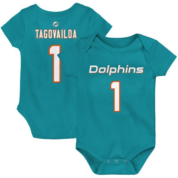 Tua Tagovailoa Miami Dolphins Newborn Mainliner Player Name & Number Bodysuit - Aqua