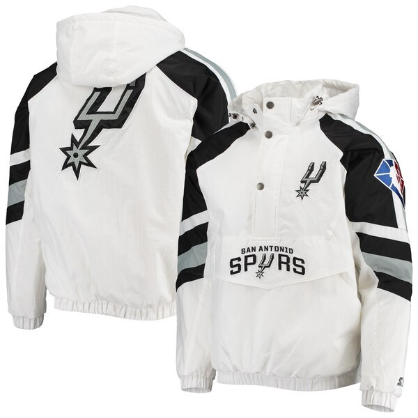 San Antonio Spurs Starter The Pro III Quarter-Zip Hoodie Jacket - White/Black