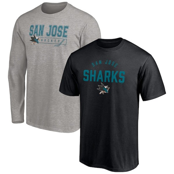 San Jose Sharks Fanatics Branded 2-Pack T-Shirt Combo Set - Black/Heathered Gray