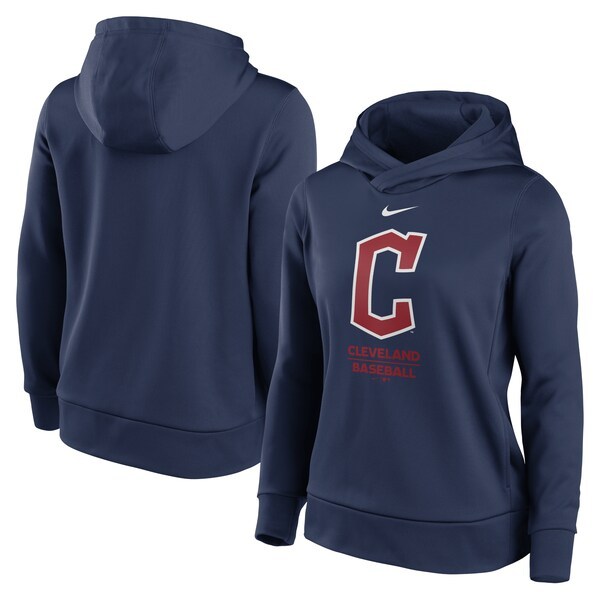 Cleveland Guardians Nike Women's Alternate Logo Performance Therma Pullover Hoodie - Navy