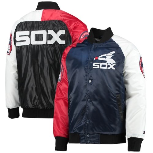 Chicago White Sox Starter Varsity Tri-Color Satin Full-Snap Jacket - Navy/Red