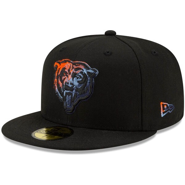 Chicago Bears New Era Logo Color Dim 59FIFTY Fitted Hat - Black