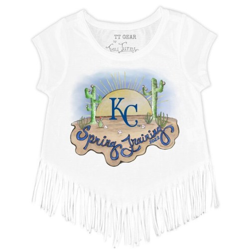 Kansas City Royals Tiny Turnip Girls Toddler 2022 Spring Training Fringe T-Shirt - White